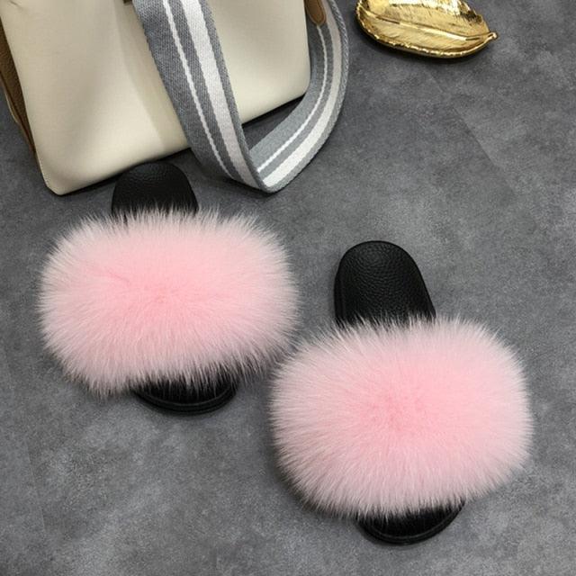 Faux Fur Fuzzy Band Slides