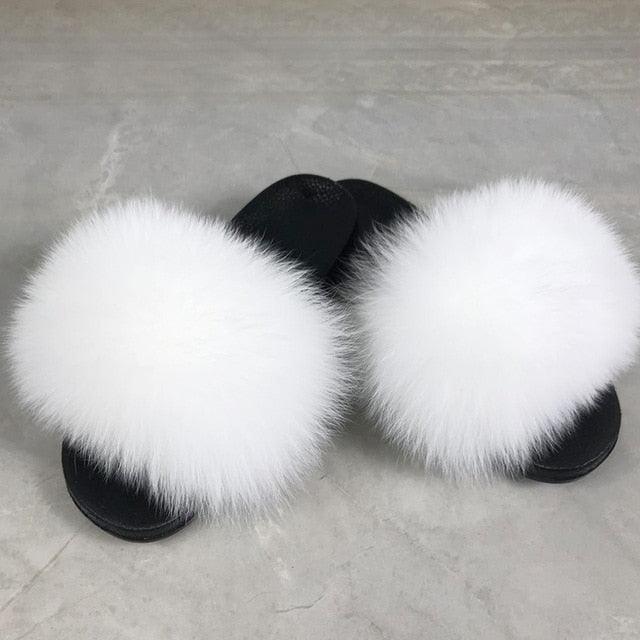 Faux Fur Fuzzy Band Slides