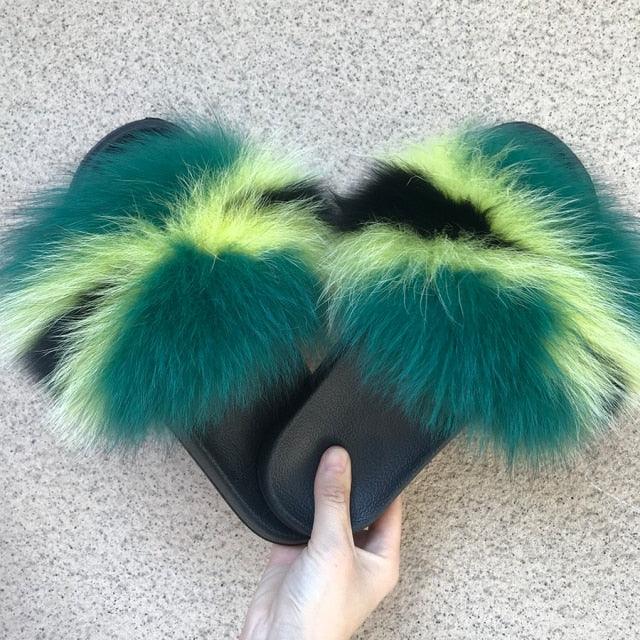 Faux Fur Fuzzy Band Slides