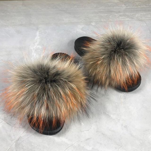 Faux Fur Fuzzy Band Slides
