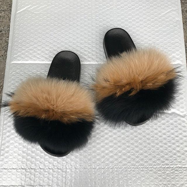 Faux Fur Fuzzy Band Slides