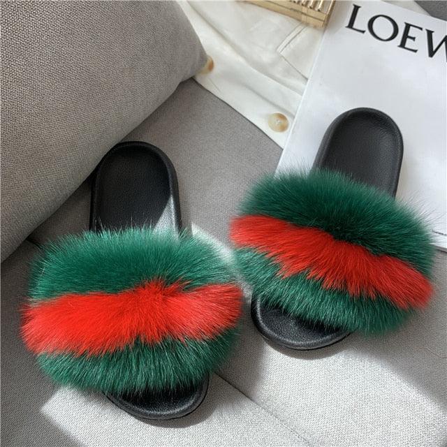 Faux Fur Fuzzy Band Slides