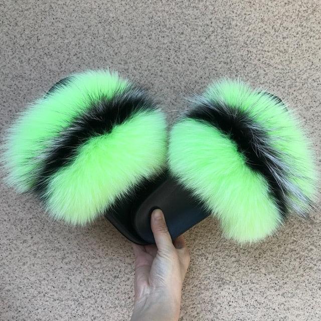Faux Fur Fuzzy Band Slides