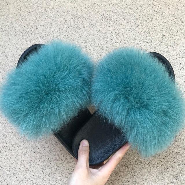Faux Fur Fuzzy Band Slides