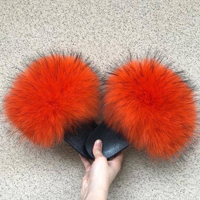 Faux Fur Fuzzy Band Slides