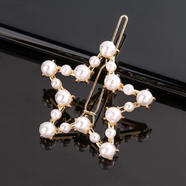 Pearl Hair Clips — Star & Round
