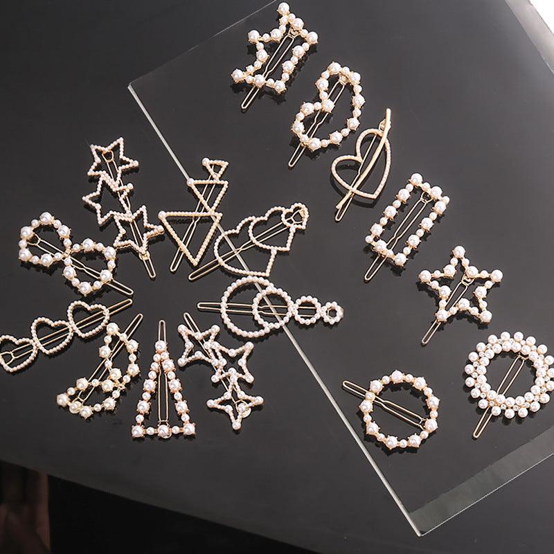 Pearl Hair Clips — Star & Round