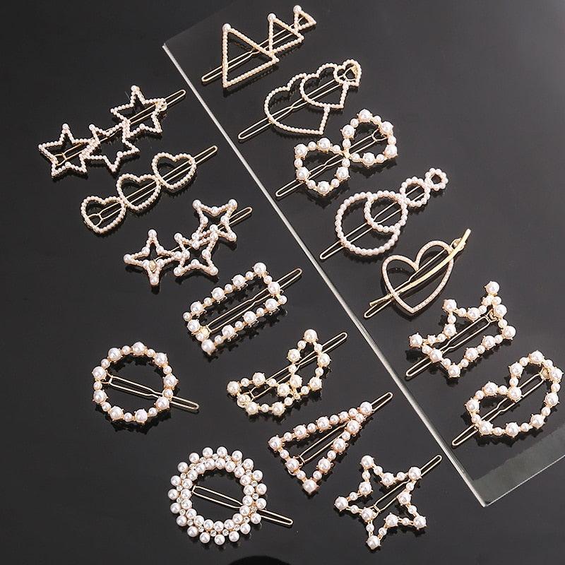 Pearl Hair Clips — Star & Round