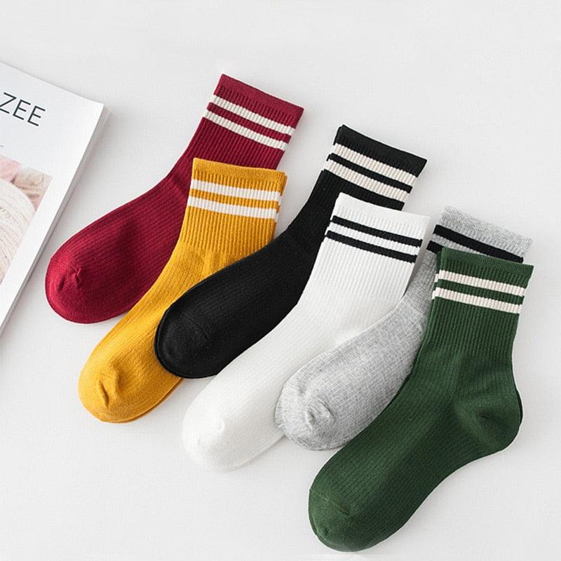 Rainbow Stripe Athletic Crew Socks