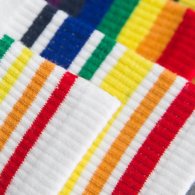 Rainbow Stripe Athletic Crew Socks