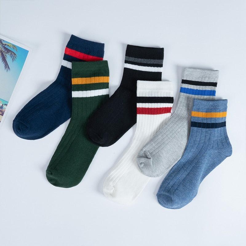 Rainbow Stripe Athletic Crew Socks