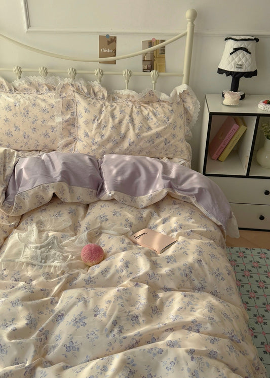 French Lace Floral Cotton Bedding Set