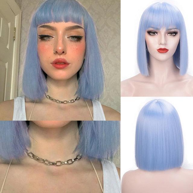 Short Bob Synthetic Wig with Bangs