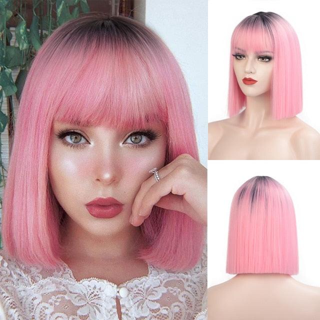 Short Bob Synthetic Wig with Bangs