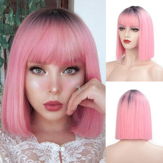 Short Bob Synthetic Wig with Bangs