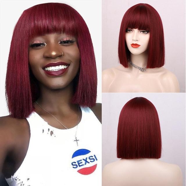 Short Bob Synthetic Wig with Bangs