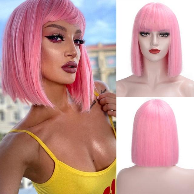 Short Bob Synthetic Wig with Bangs