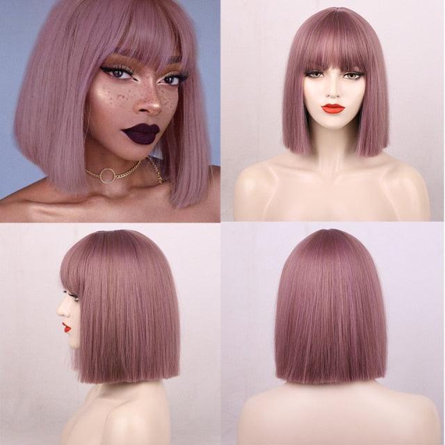 Short Bob Synthetic Wig with Bangs