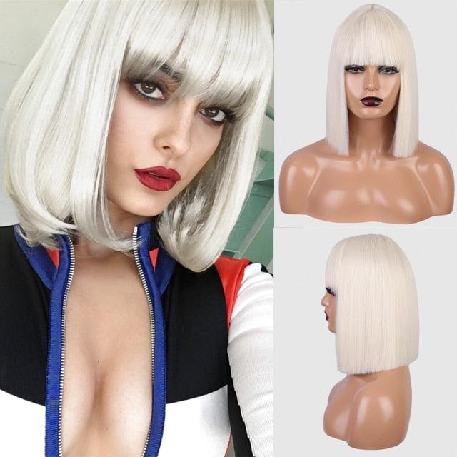 Short Bob Synthetic Wig with Bangs