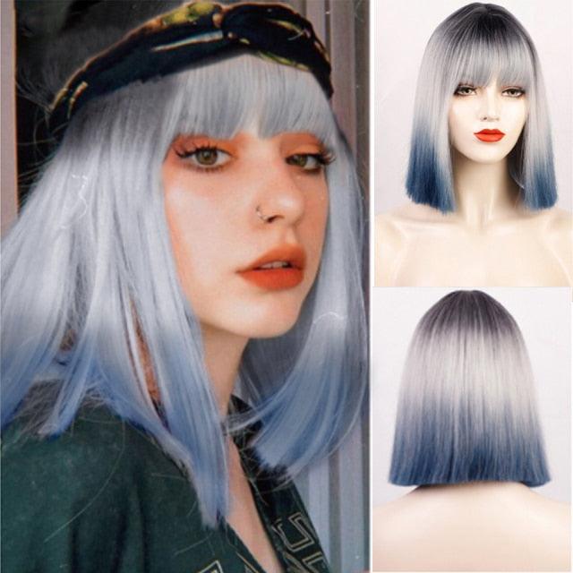 Short Bob Synthetic Wig with Bangs