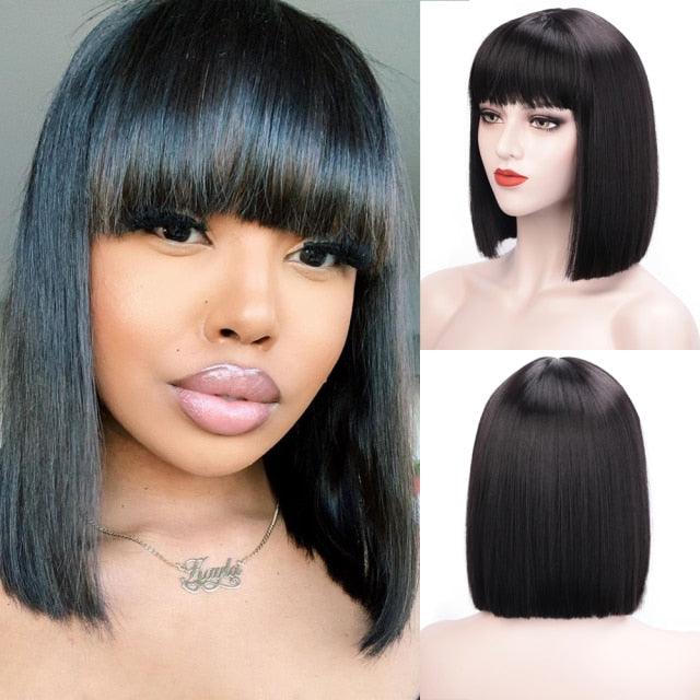 Short Bob Synthetic Wig with Bangs