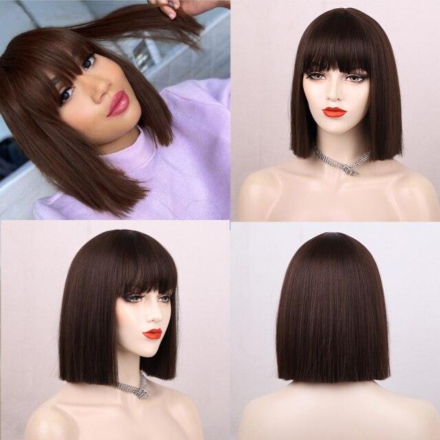 Short Bob Synthetic Wig with Bangs