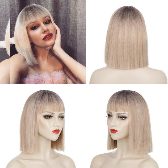 Short Bob Synthetic Wig with Bangs