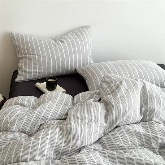 Gray Pinstripe Duvet Cover Set