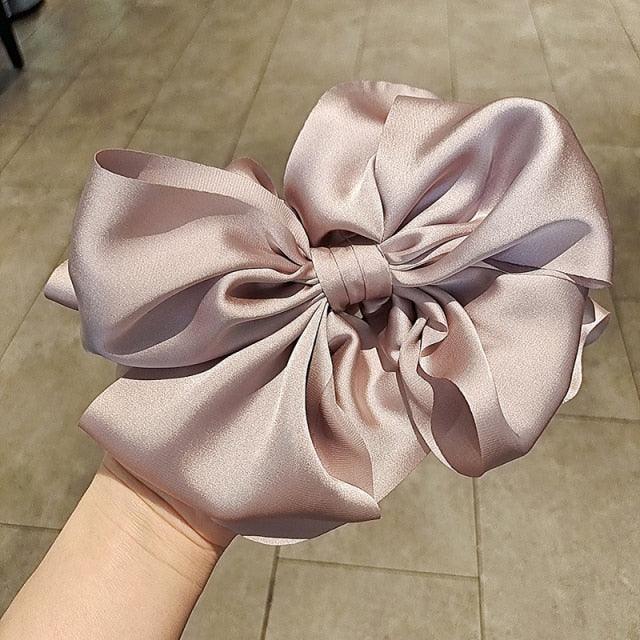 Solid Color Big Satin Bow Hairpins