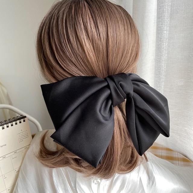 Solid Color Big Satin Bow Hairpins