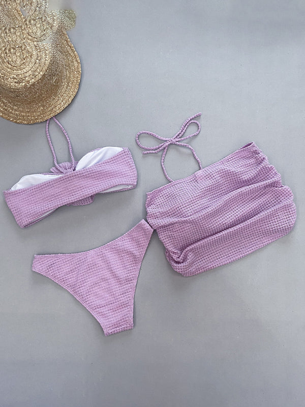 3D Flower Three-Piece Bikini Set