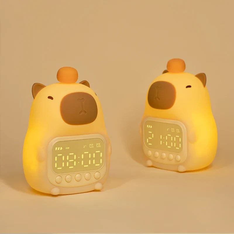 Reloj despertador con luz nocturna de carpincho