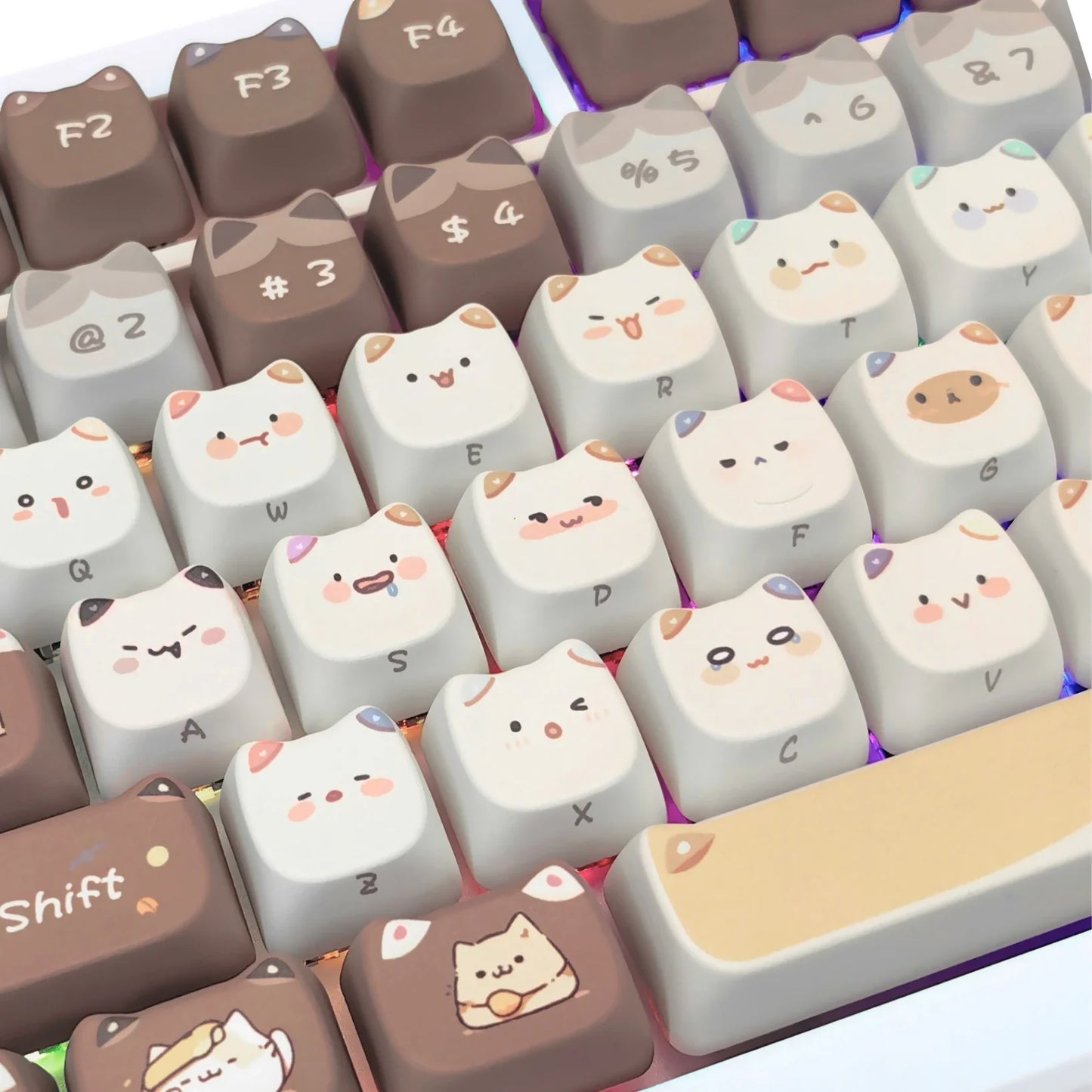 Juego de teclas de teclado con diseño de gato kawaii