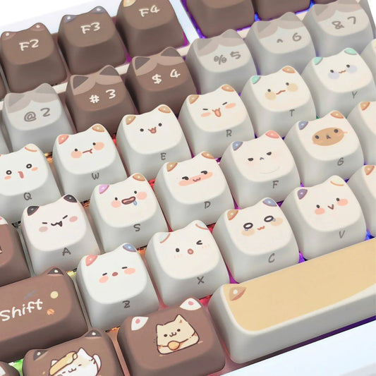 Juego de teclas de teclado con diseño de gato kawaii