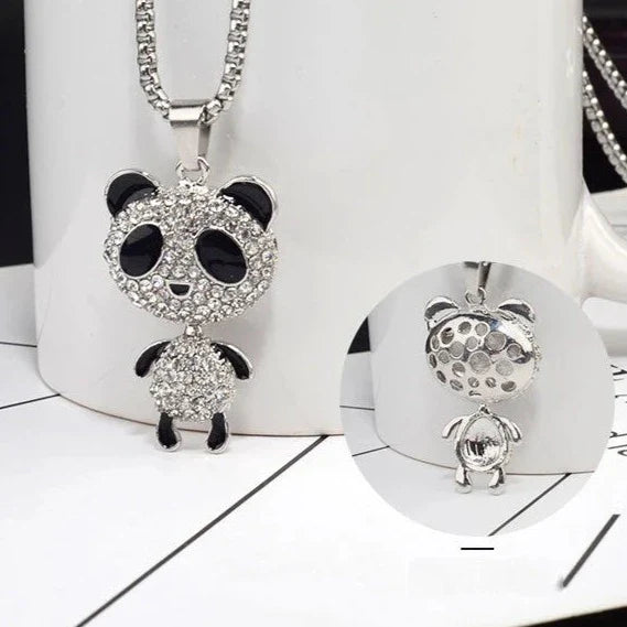 Collier avec pendentif panda mobile en strass