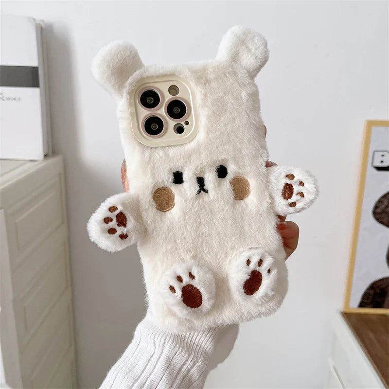 Coque iPhone en peluche douce avec ours