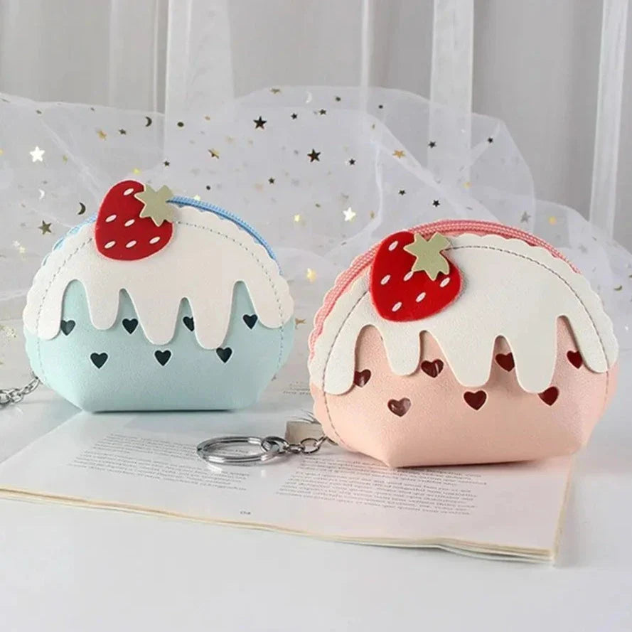 Porte-monnaie en forme de glace à la fraise