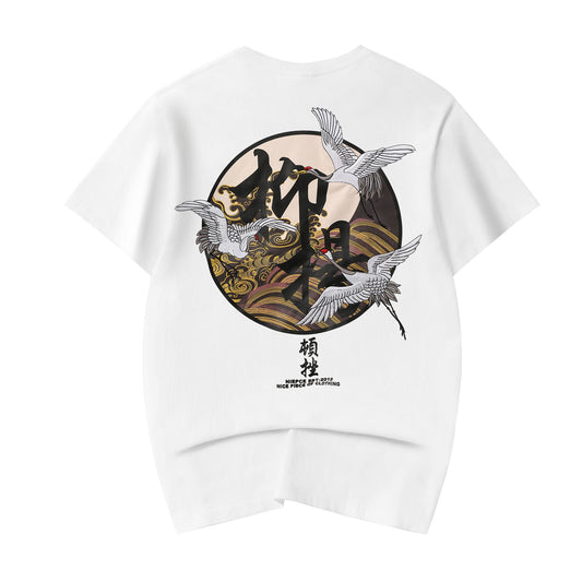 KH806 Movement of Cranes Embroidery Tee