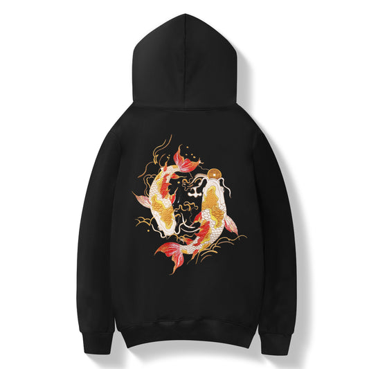 KH9013 Golden Koi Fish Embroidery Hoodie