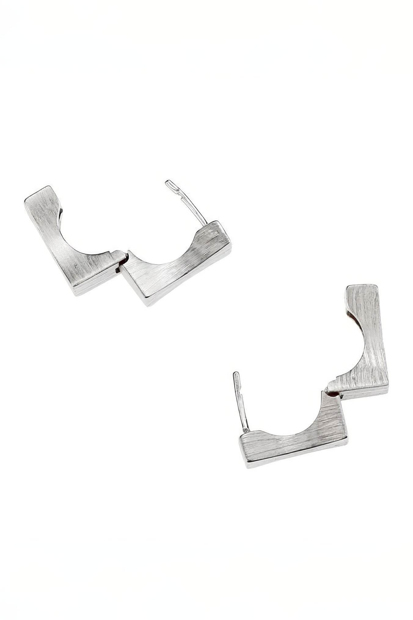 Men's Square Sterling Silver Earrings - Trendy Minimalist Design