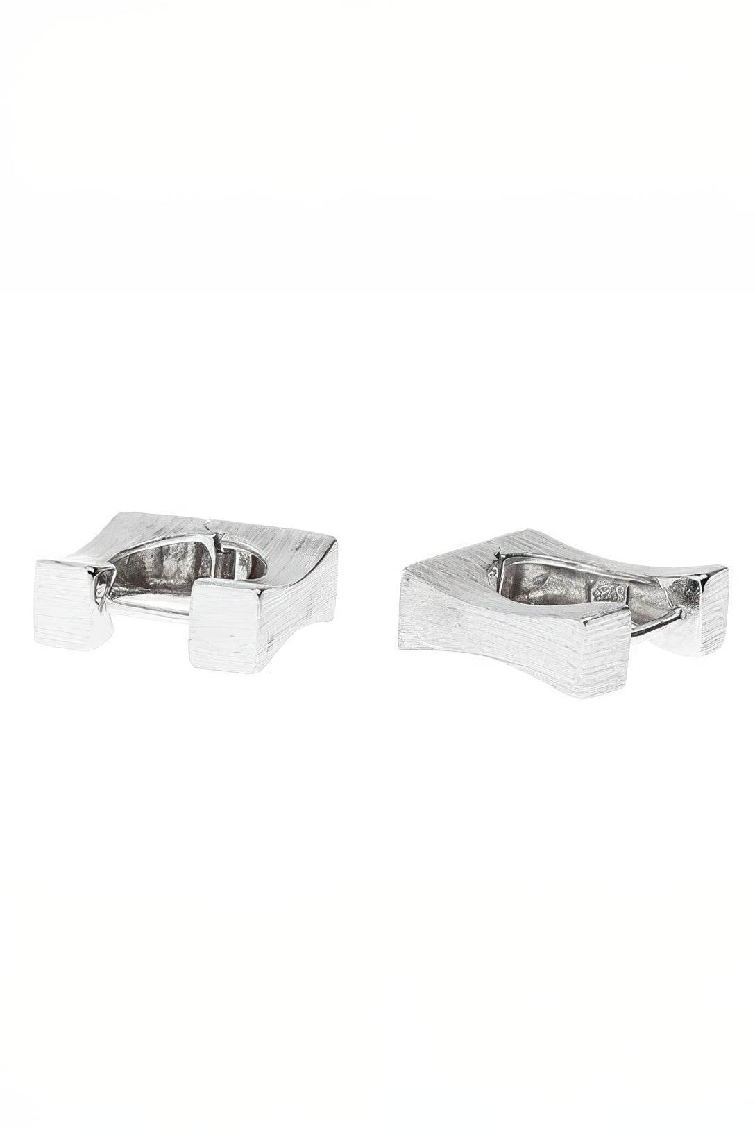Men's Square Sterling Silver Earrings - Trendy Minimalist Design