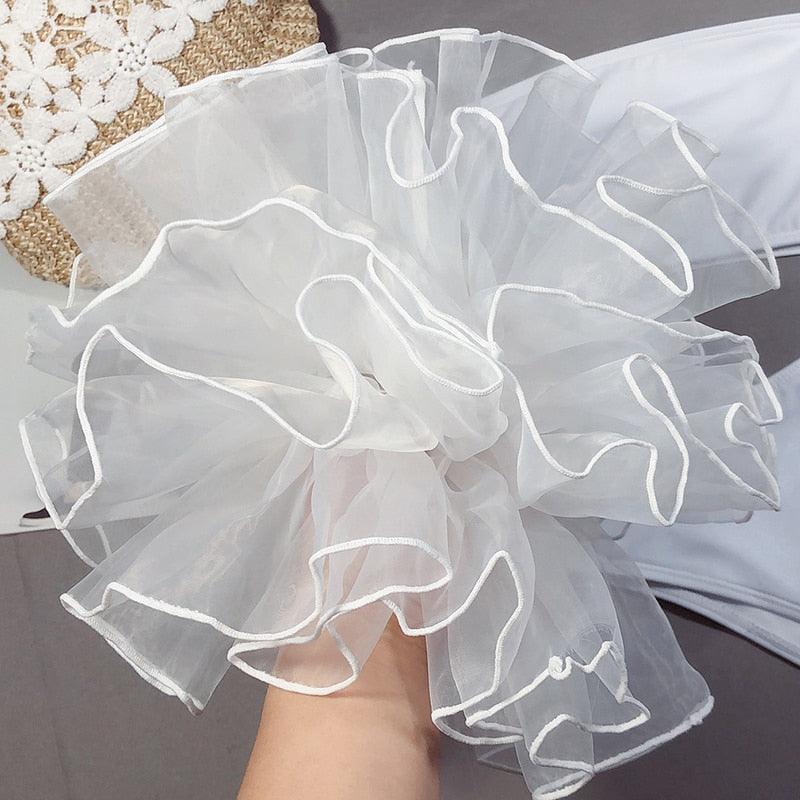 Organza Ruffle Strapless Bikini Set