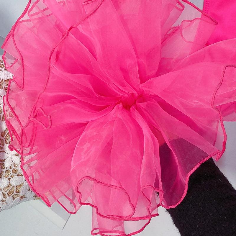 Organza Ruffle Strapless Bikini Set