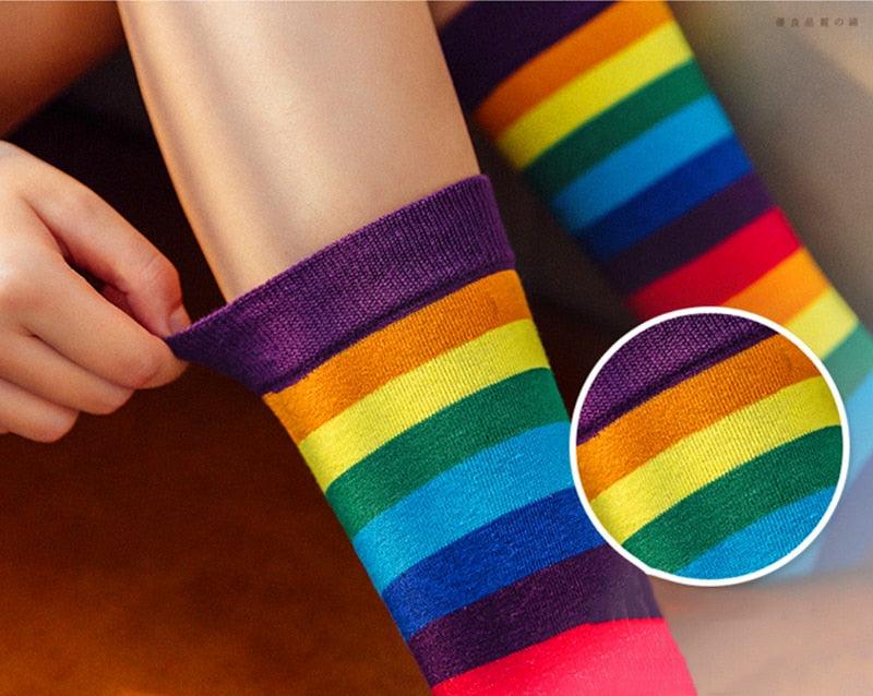 Rainbow Stripe Crew Socks