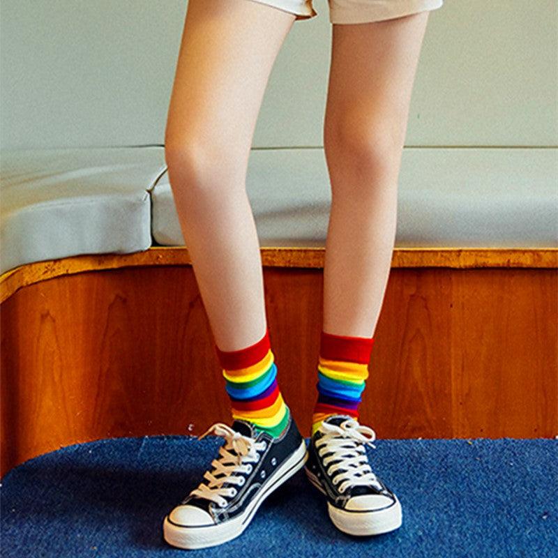 Rainbow Stripe Crew Socks