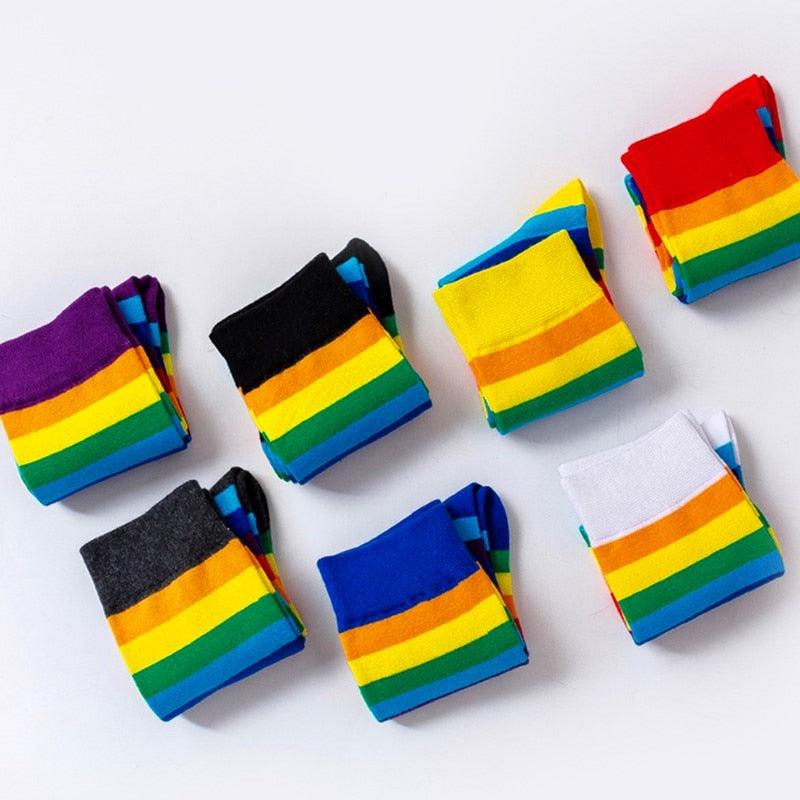 Rainbow Stripe Crew Socks