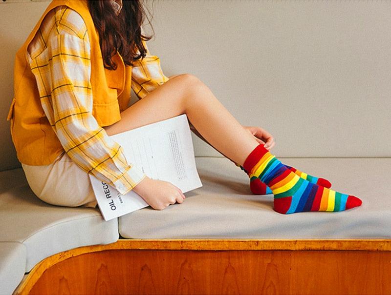Rainbow Stripe Crew Socks