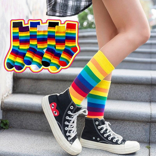 Rainbow Stripe Crew Socks
