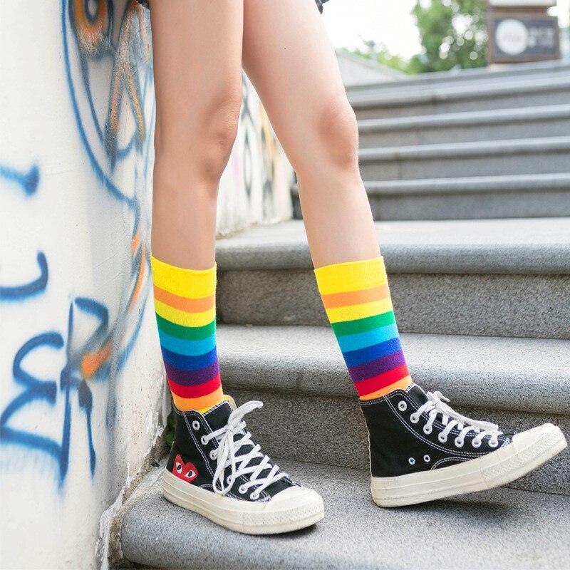 Rainbow Stripe Crew Socks