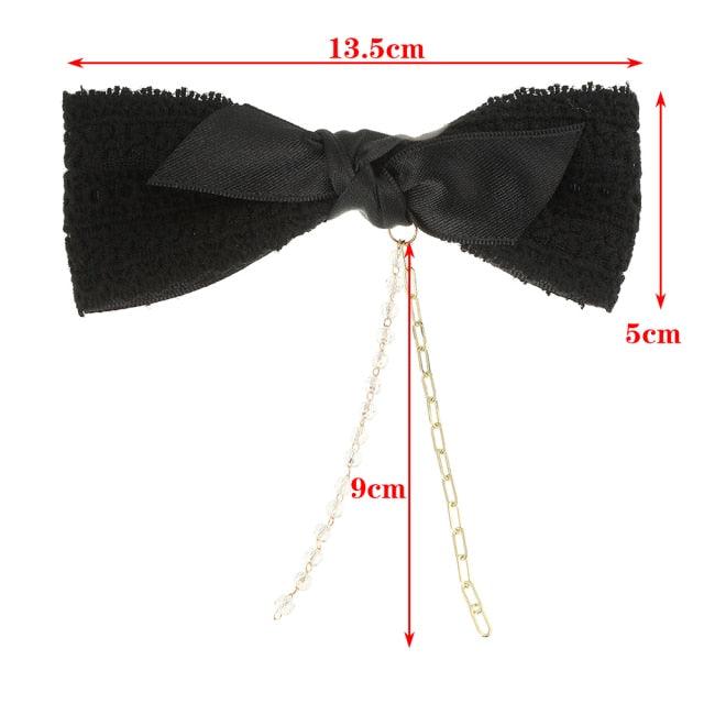 Pearl Chain Bow Barrettes